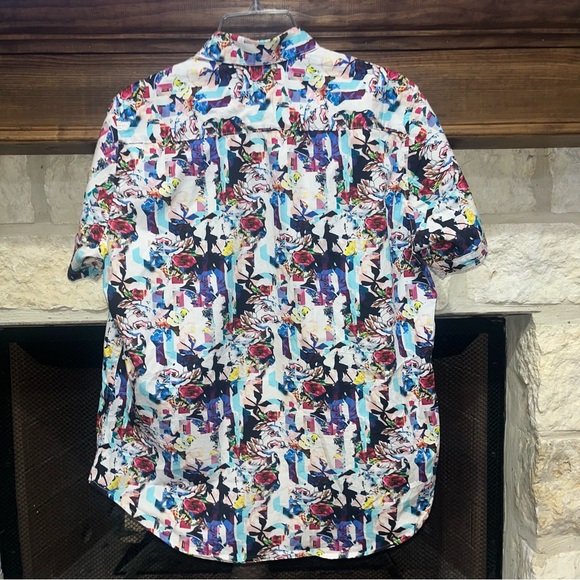 Robert Graham Aviation Short Sleeve Button-Up Shirt Multi Color Floral Print - Picture 8 of 10